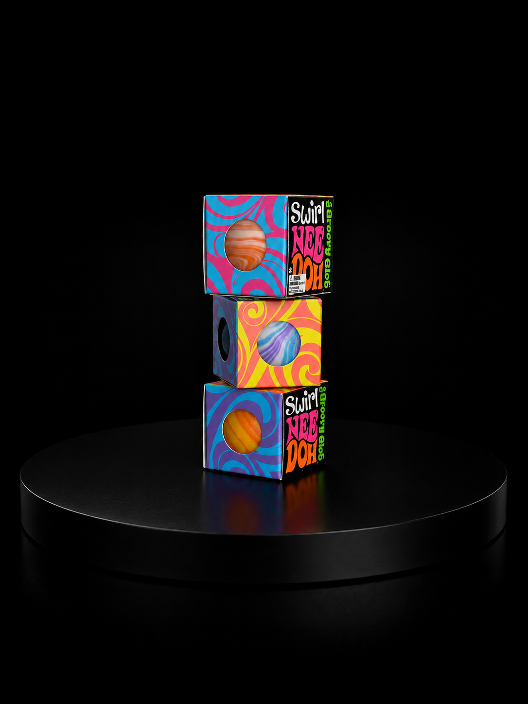 Authentic Schylling Needoh Mini Groovy Glob Swirl- Orange/White